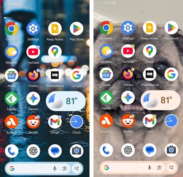 Dynamic Color Theming uses the major hue from your wallpaper to color your Pixel launcher Shortcuts. | Image credit-PhoneArena - Compatible Pixel models receive last Android 16 QPR1 Beta