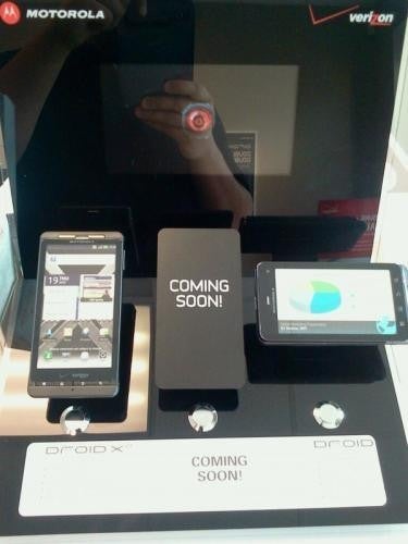 What&#039;s missing from this display? - Display shows room made for Motorola DROID Bionic; handset is &quot;Coming Soon&quot;