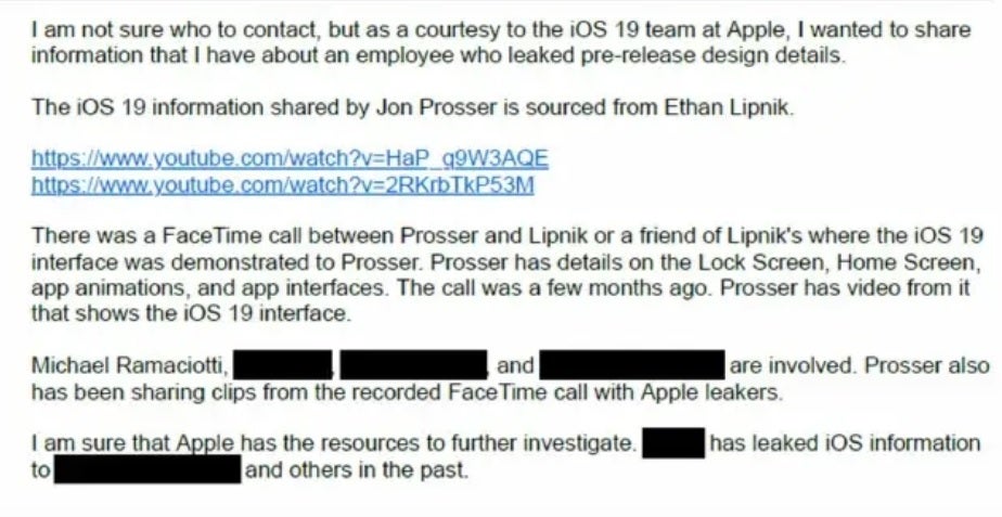 This anonymously created and sent email to Apple got FPT's Jon Prosser in hot water. | Image credit-Scribd - Apple sues Jon Prosser for allegedly breaking into a developmental iPhone to steal trade secrets