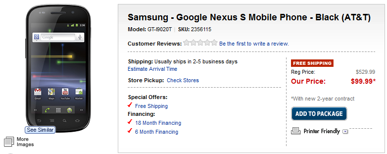 The AT&amp;amp;T version of the Nexus S is now available exclusively from Best Buy - Best Buy exclusively offers AT&amp;T&#039;s version of the Nexus S starting today