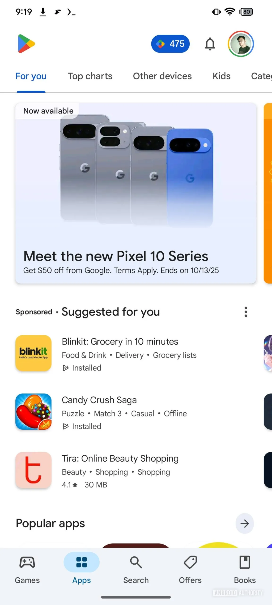 The banner on Android&#039;s Google Play Store | Image credit — Android Authority - Google leaks the first official image of all Pixel 10 models