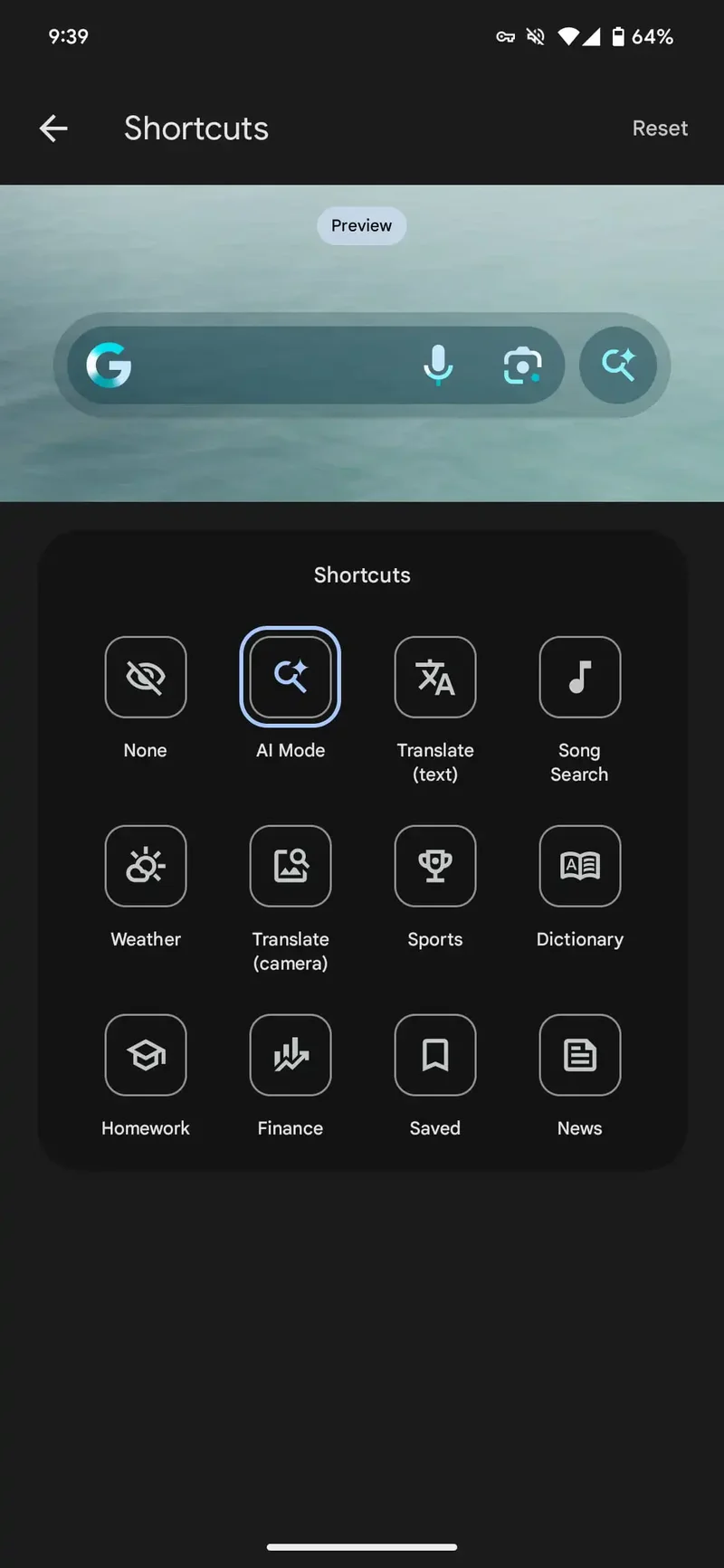 A screenshot with Settings opened inside the Google app on Android.