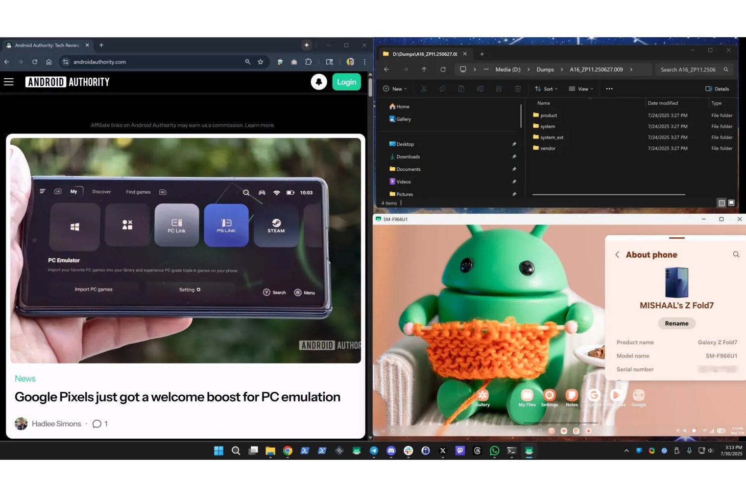 Image of DeX running on a PC