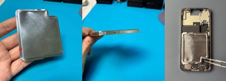 Photo allegedly showing U.S. version of iPhone 17 Pro stainless steel battery case.