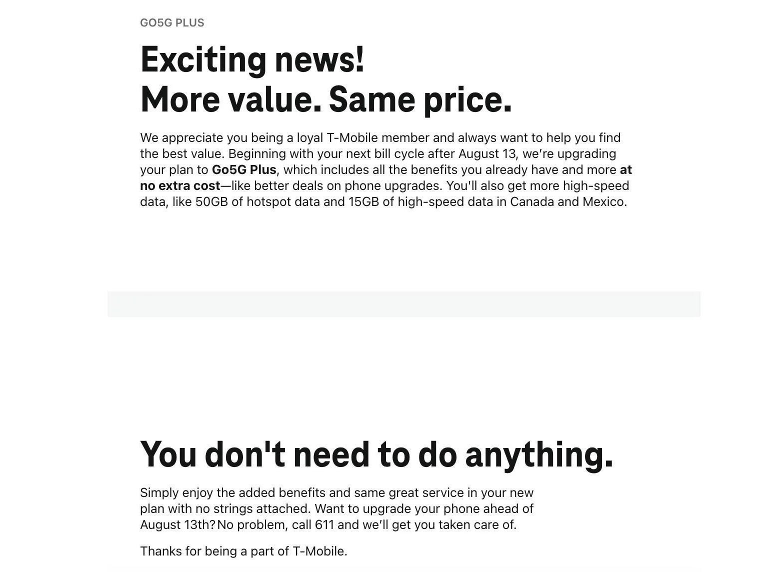 Exciting news! No, I don’t think so. | Image credit — T-Mobile - T-Mobile has fallen: the undoing of the un-carrier