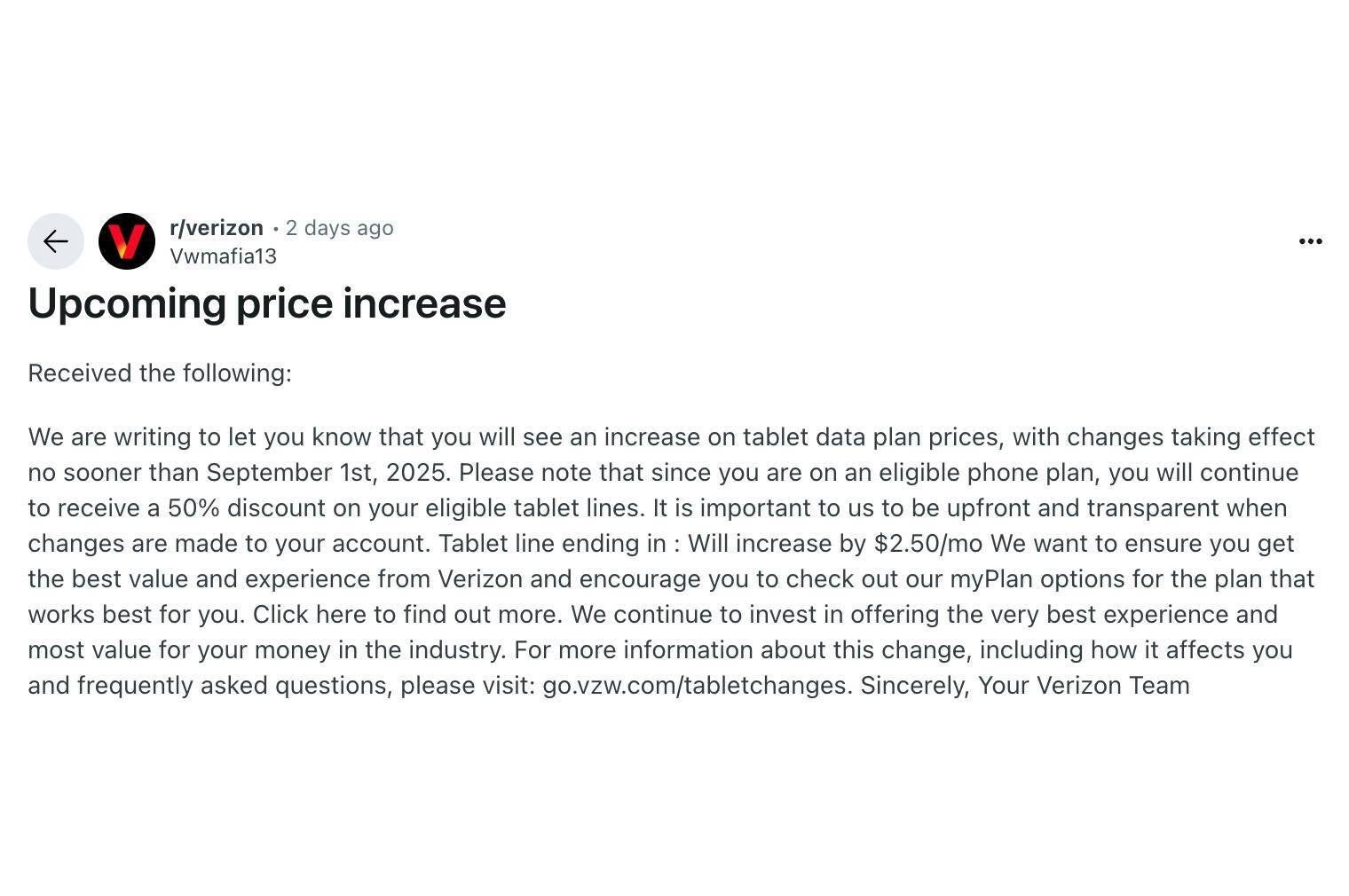 Verizon loyalty discount end