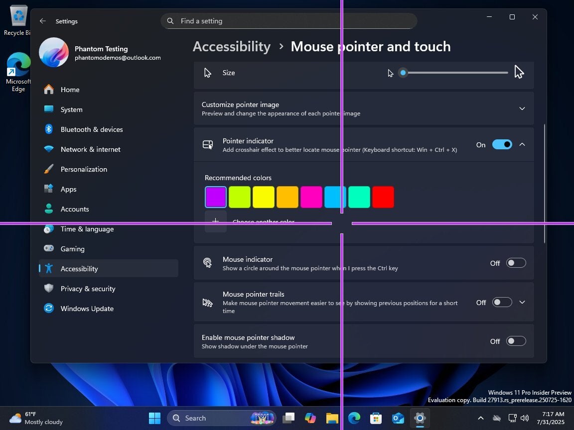 Image Credit - @phantomofearth - Windows 11 tests new crosshair tool to help you track your mouse
