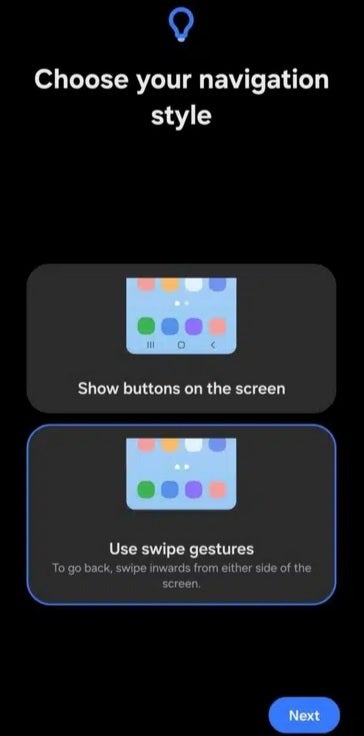 Google asks users whether they want to use the three-button navigation or gesture navigation.