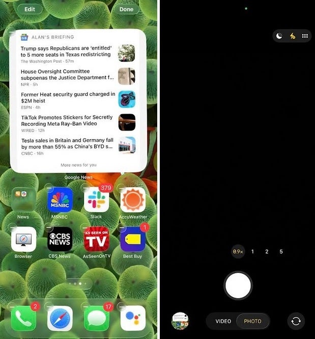 Liquid glass for home screen edits, new mode switcher for Camera app.