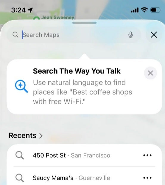 Apple notifies Maps users about &amp;quot;Search the way you talk.&amp;quot;