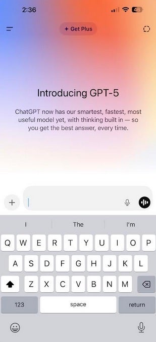 Notification to ChatGPT users that GPT-5 has arrived.