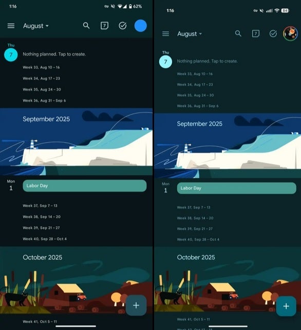Schedule on Google Calendar (redesigned version on right).