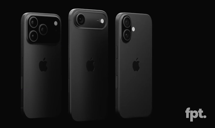 From right to left, renders of the iPhone 17, iPhone 17 Air, and iPhone 17 Pro. | Image credit-FP - Defying Apple, Jon Prosser is back with more iPhone 17 renders