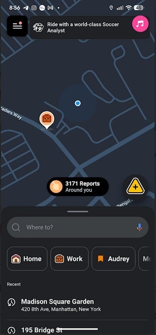 Screenshot of Waze on a Pixel device.