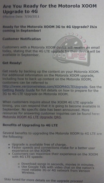 Motorola XOOM finally getting LTE upgrade... in September