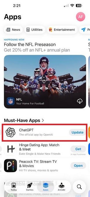 Screenshot showing ChatGPT as a Must-Have iOS app.
