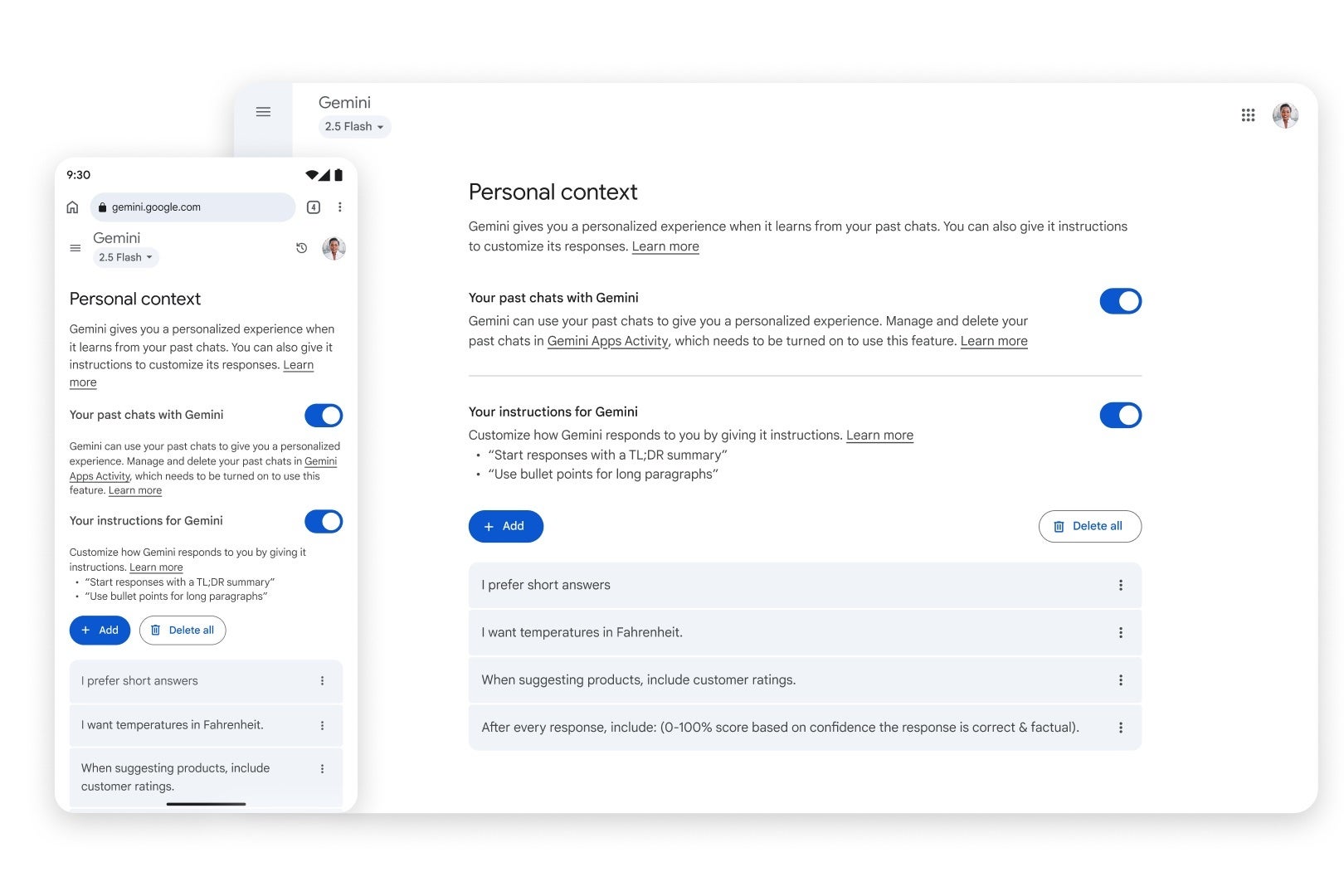 Personal context - Past Chats