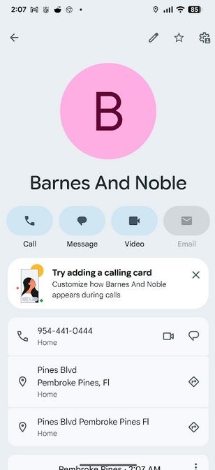 The Google Contact card is also given a little makeover. | Image credit-PhoneArena - This underrated Google app just got its Material 3 Expressive makeover