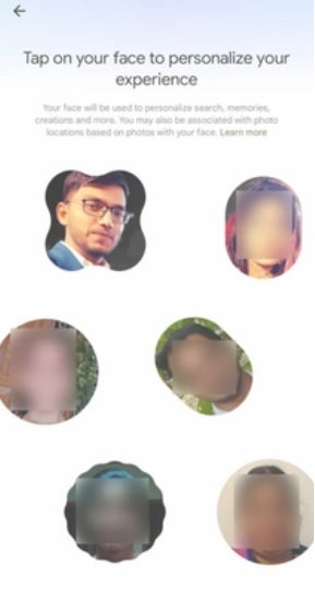 Facepicker for Google Photos app seen with Material 3 Expressive makeover.