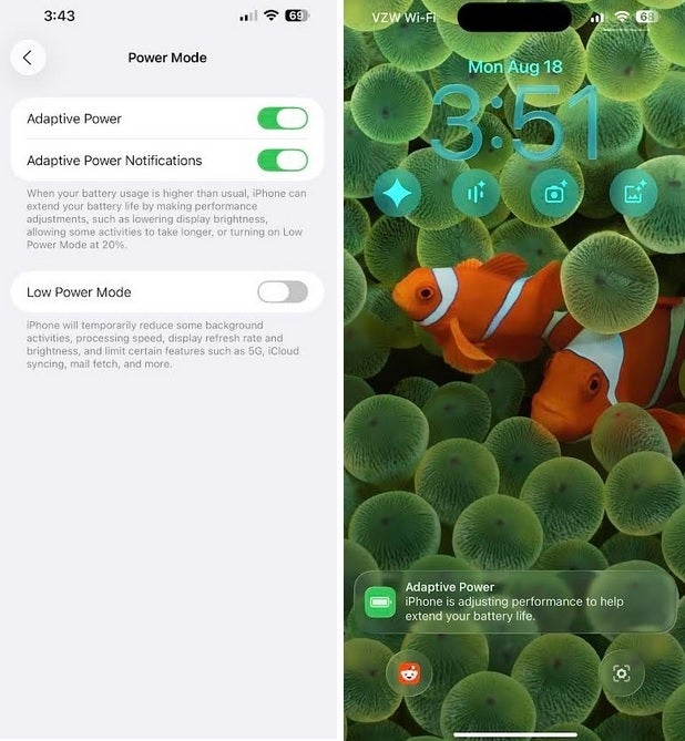 The latest iOS 26 Beta includes a notification that alerts you when your phone&#039;s performance is reduced to extend battery life. | Image credit-PhoneArena - New feature in iOS 26 Beta 7 alerts you when your iPhone&#039;s performance drops to extend battery life