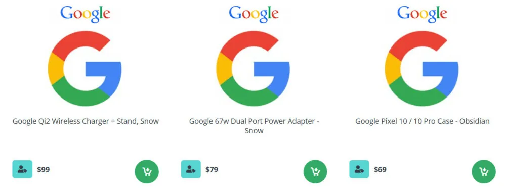 The prices of the new accessories in CAD | Image by PC-Canada - Cheaper Pixelsnap stand and a new 67W dual-port adapter for the Pixel 10 series revealed in a leak