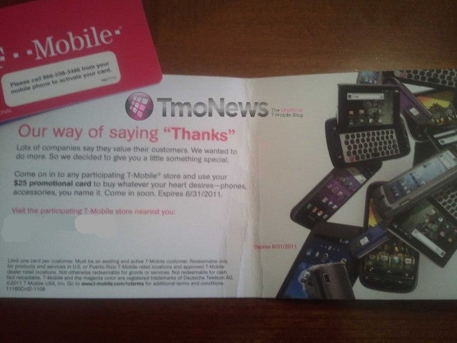 T-Mobile sending out $25 promotional cards to its customers