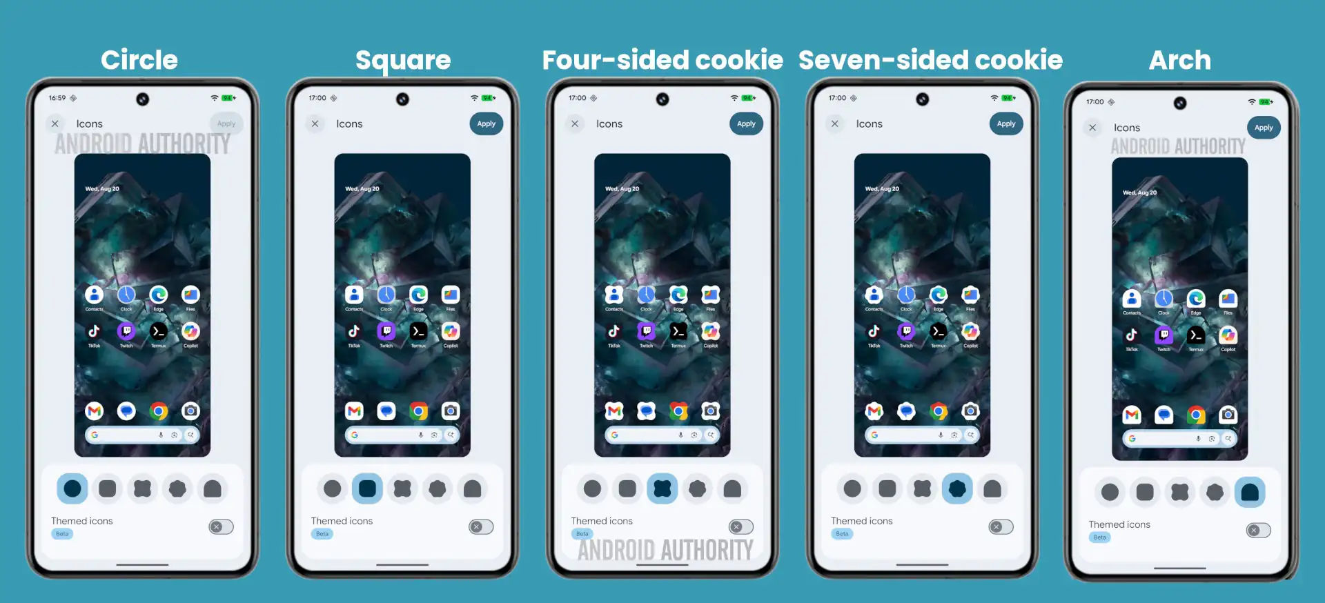 The new icon shapes on Android | Image credit — Mishaal Rahman, Android Authority - Google will finally allow you to change the icon shapes on Pixel’s home screen. Here’s what you need to know.