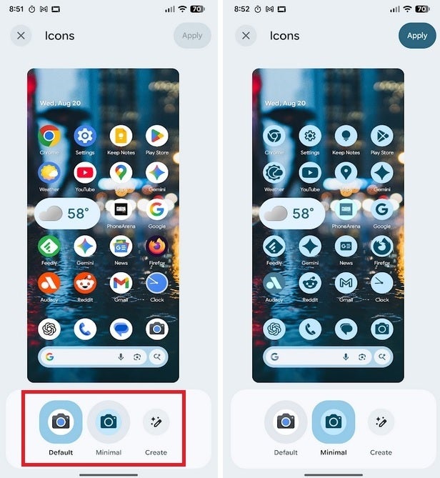 image showing the new buttons for changing your icons&amp;#039; color theme in Android 16 QPR2 Beta 1.
