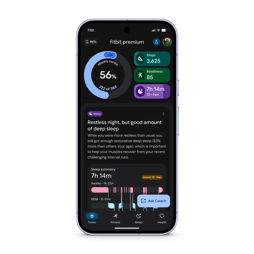 Dark mode is coming to the app, too. | Image credit – Google - Google’s new AI coach will tell you exactly what to do, but are you ready to follow?
