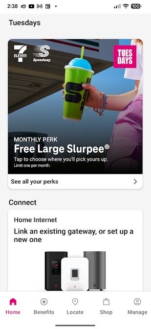 Screenshot of T-Life app.