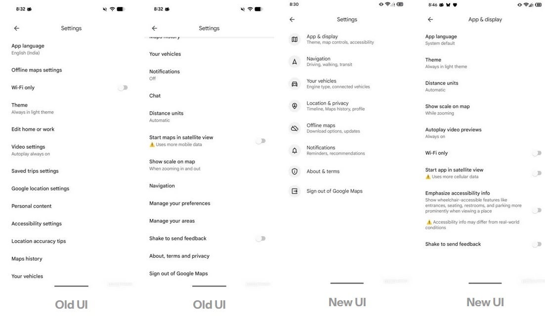 Comparing the old Google Maps settings page with the upcoming new look. | Image credit-Android Authority - See in advance some UI changes coming to Google Maps