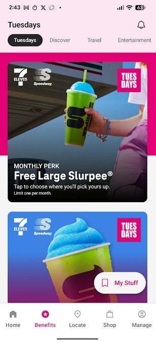 Screenshot of the T-Life app.