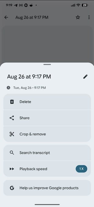 Another screenshot of the Material 3 Expressive makeover for the Pixel Recorder app. | Image credit-PhoneArena - One of the most beloved Pixel apps gets its Material 3 Expressive UI makeover