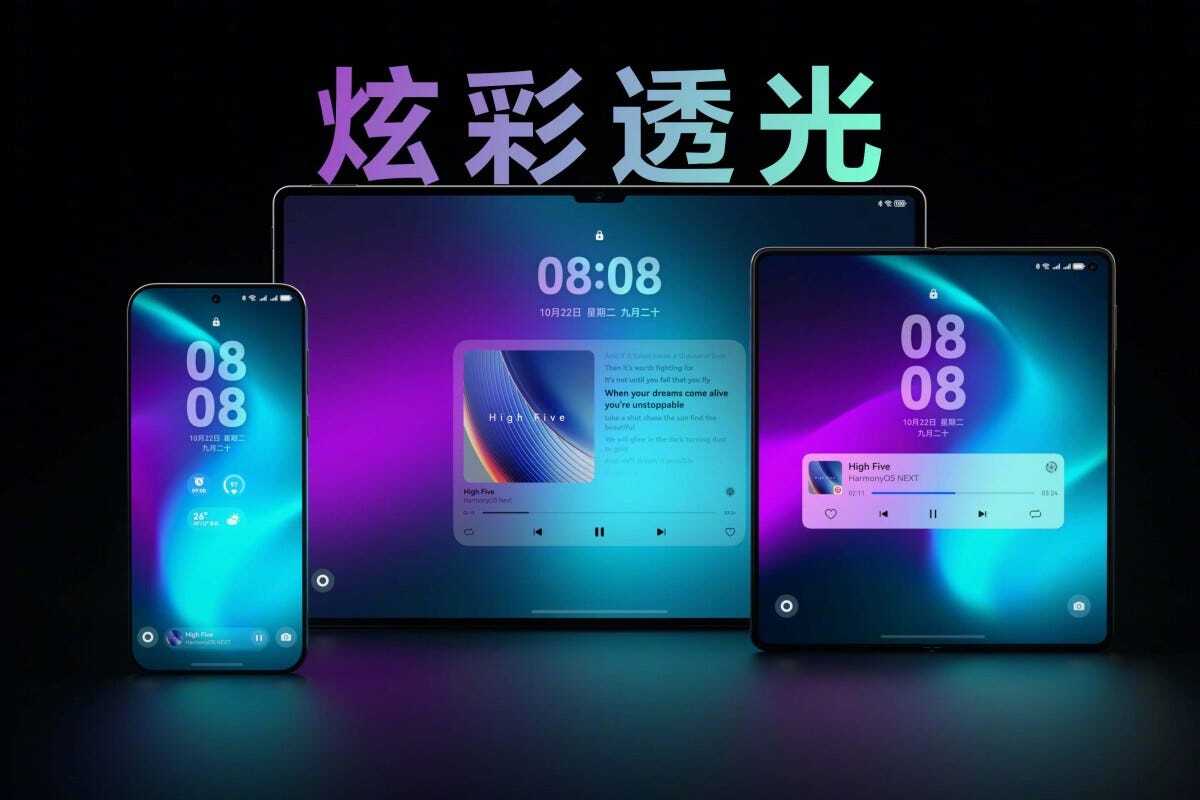 Picture of HarmonyOS loaded on various Huawei devices.