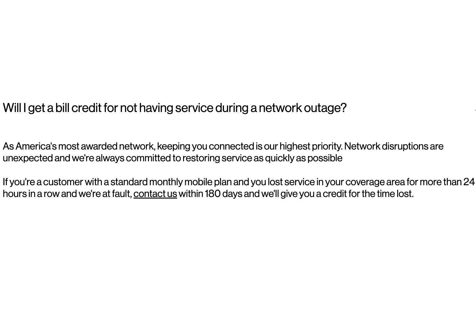 Verizon outage credit