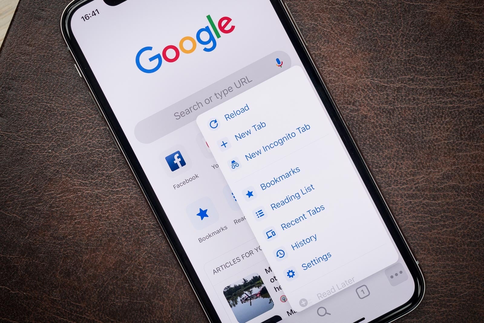 Smartphone with the Chrome browser