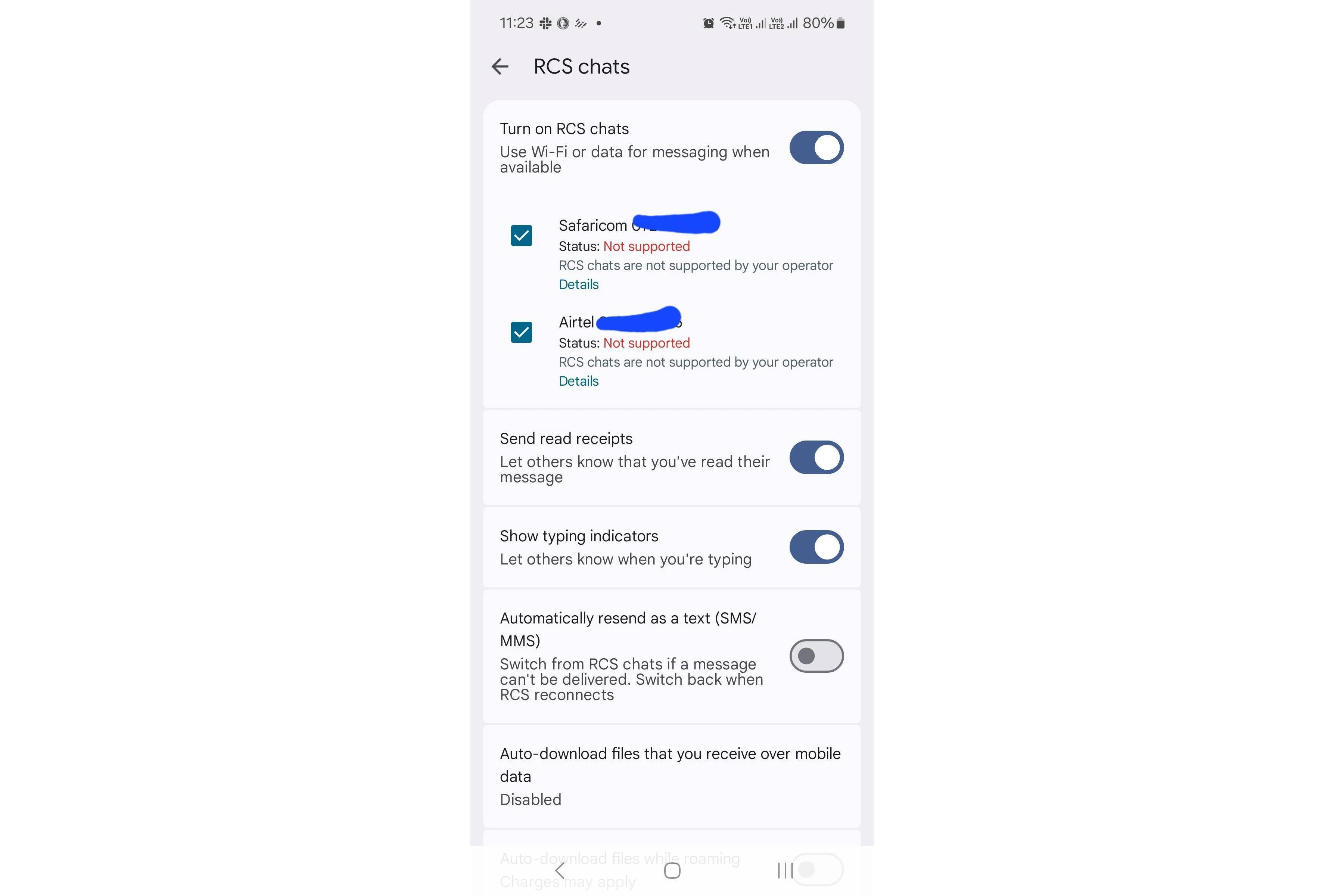 Google Messages RCS support carrier
