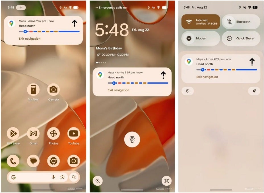 Screenshots show new Google Maps Live Update notifications feature.