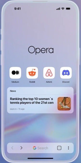Photo shows swipeable carousel for Opera.