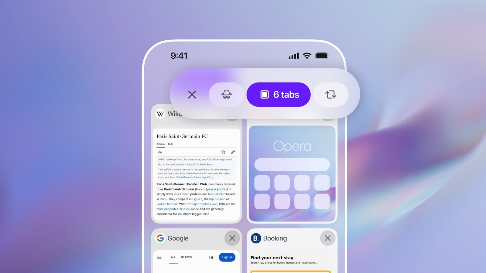 Updated Opera for iOS stops you from getting overwhelmed by tabs. | Image credit-Opera - Opera for iOS keeps you from getting bogged down by open tabs