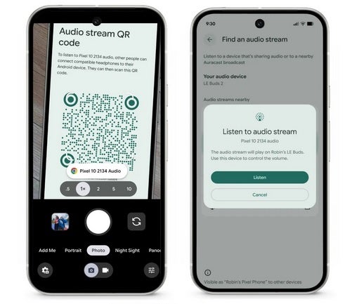 A group can join an Auracast broadcast by scanning a QR code. | Image credit-Google - Google expands Auracast support to more Pixel and Galaxy phones