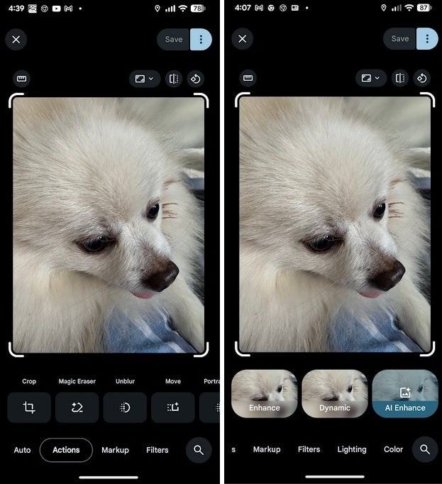 Screenshot of the new Google Photos for Android image editor.