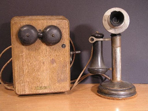 An antique telephone.