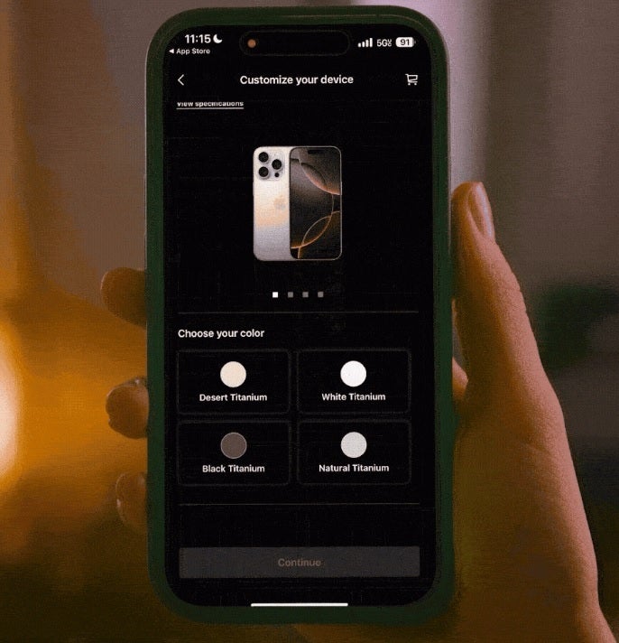 Photo shows T-Life being used to order a new iPhone.