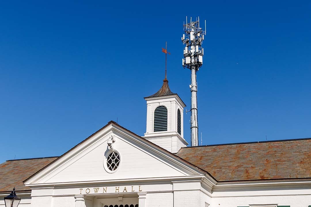 Picture of a cell tower in Weston, Connecticut.