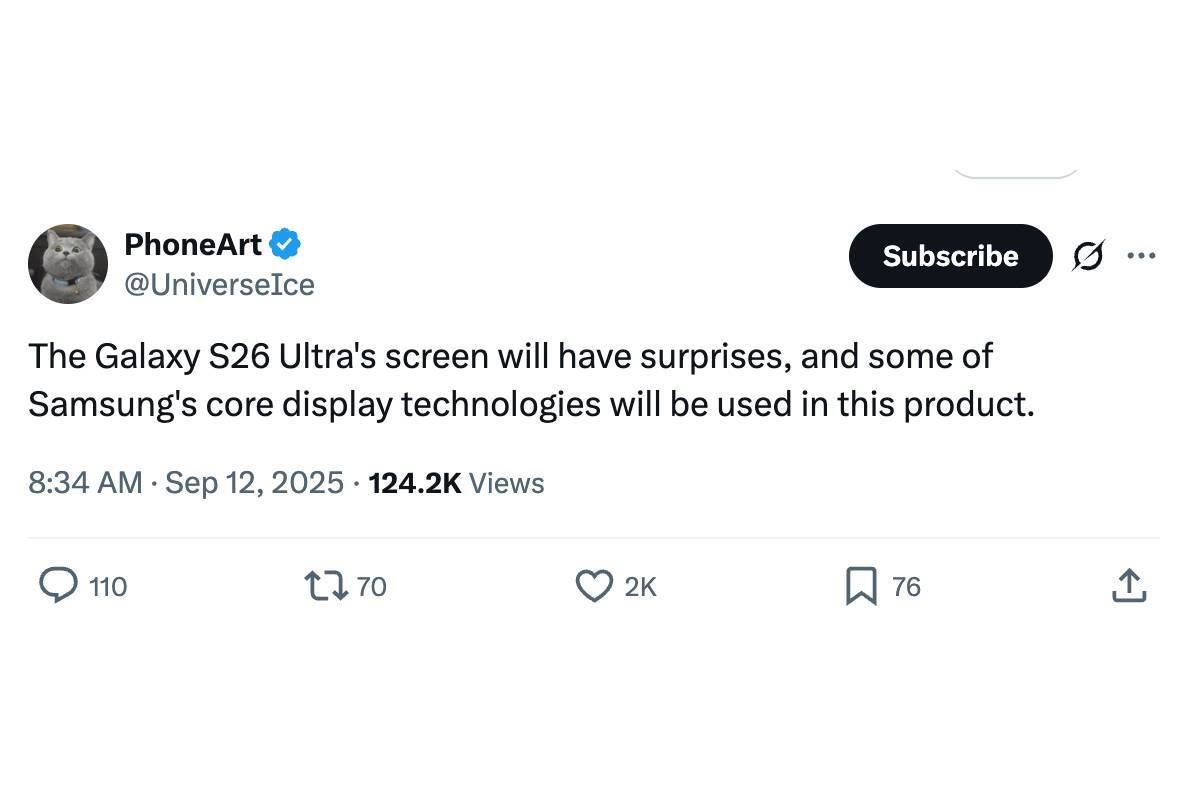 Galaxy S26 Ultra screen