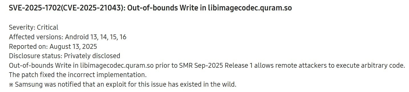Image from Samsung&amp;#039;s September Security Update.
