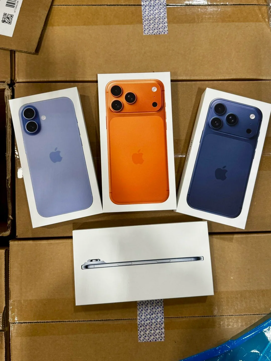 Boxes for the iPhone 17 models.