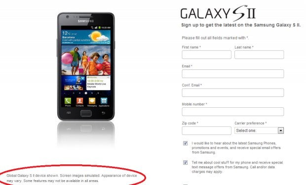 Samsung Galaxy S II sign-up page is now live; register to get latest info about it