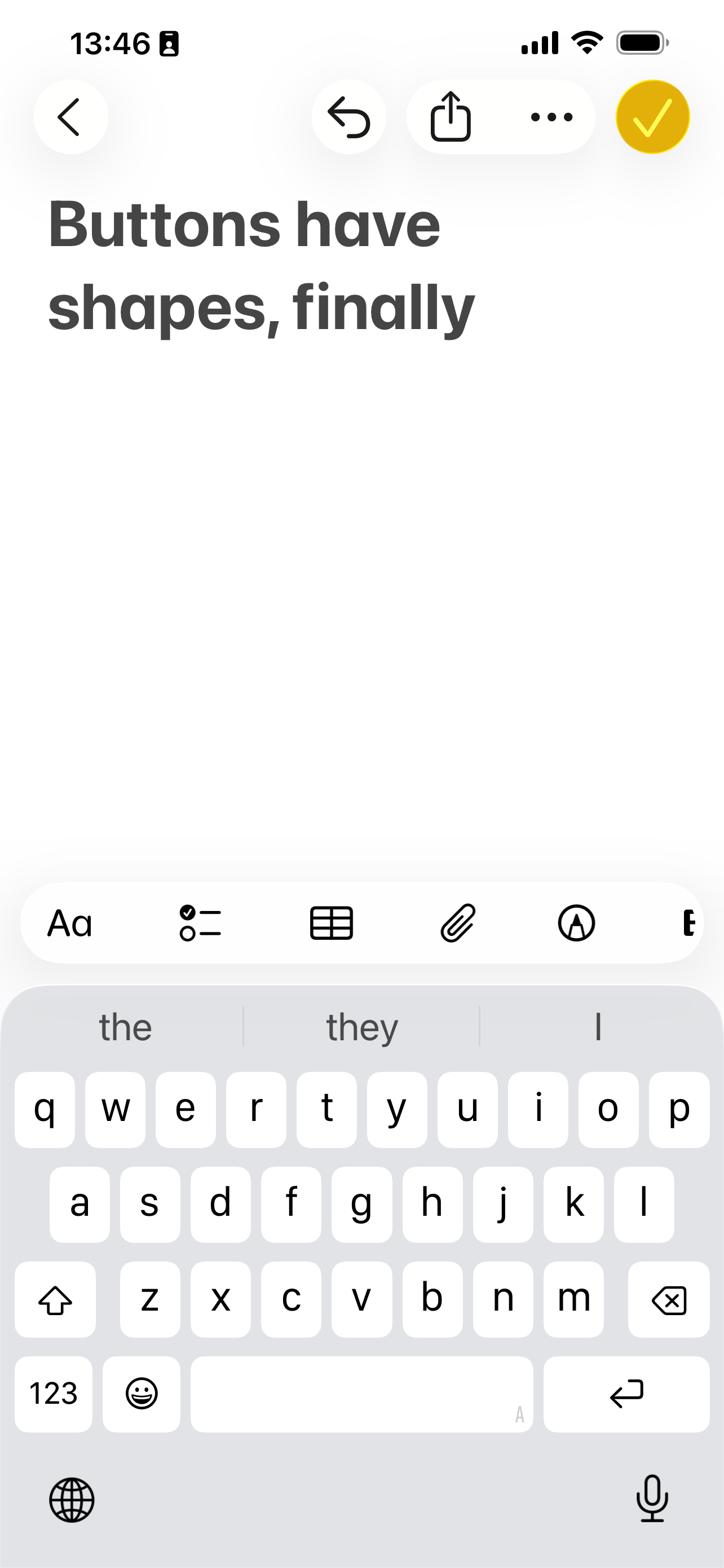 Buttons and their shapes in iOS 26. | Image Credit - PhoneArena - 7 iOS 26 tricks you need to try on your iPhone right now